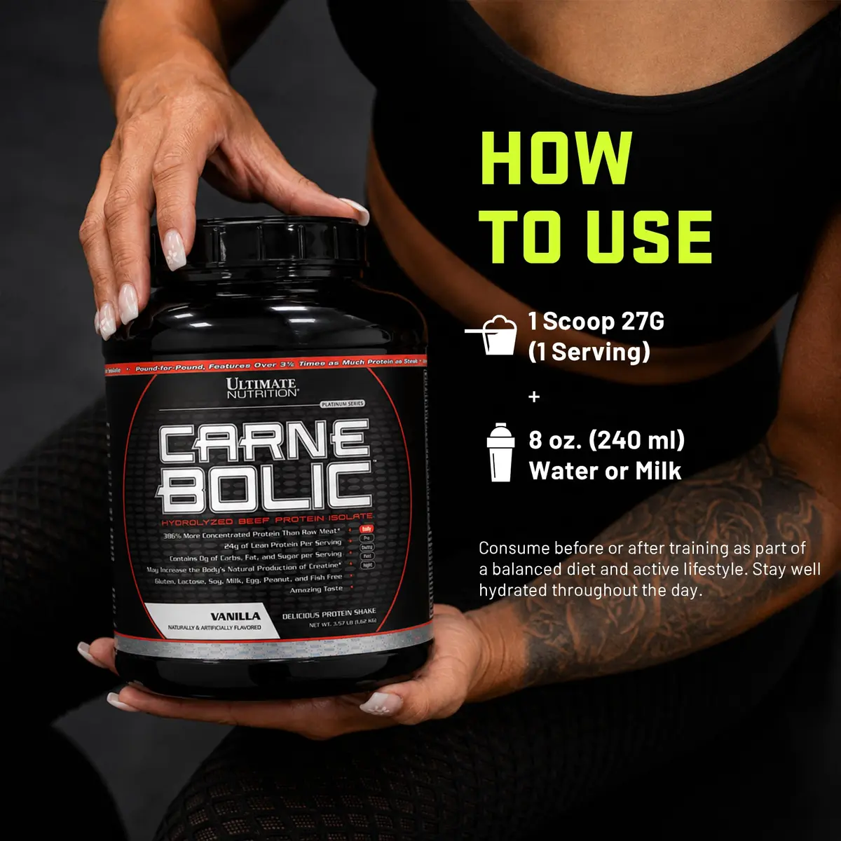Ultimate Nutrition CarneBOLIC Hydrolyzed Beef Protein Isolate, Vanilla, 4 lb | 24g Protein, Dairy-Free, Zero Carb - view 5