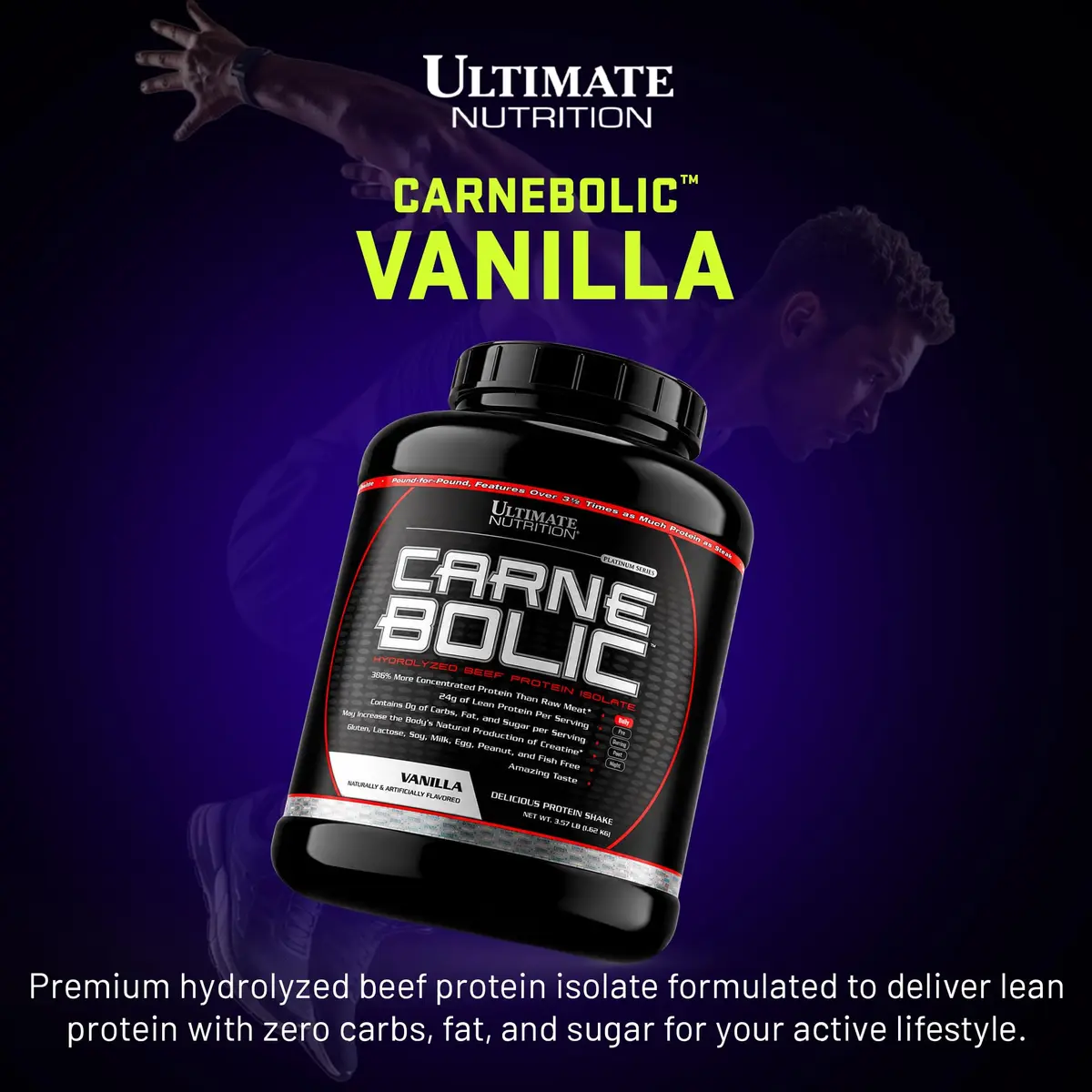 Ultimate Nutrition CarneBOLIC Hydrolyzed Beef Protein Isolate, Vanilla, 4 lb | 24g Protein, Dairy-Free, Zero Carb - view 2