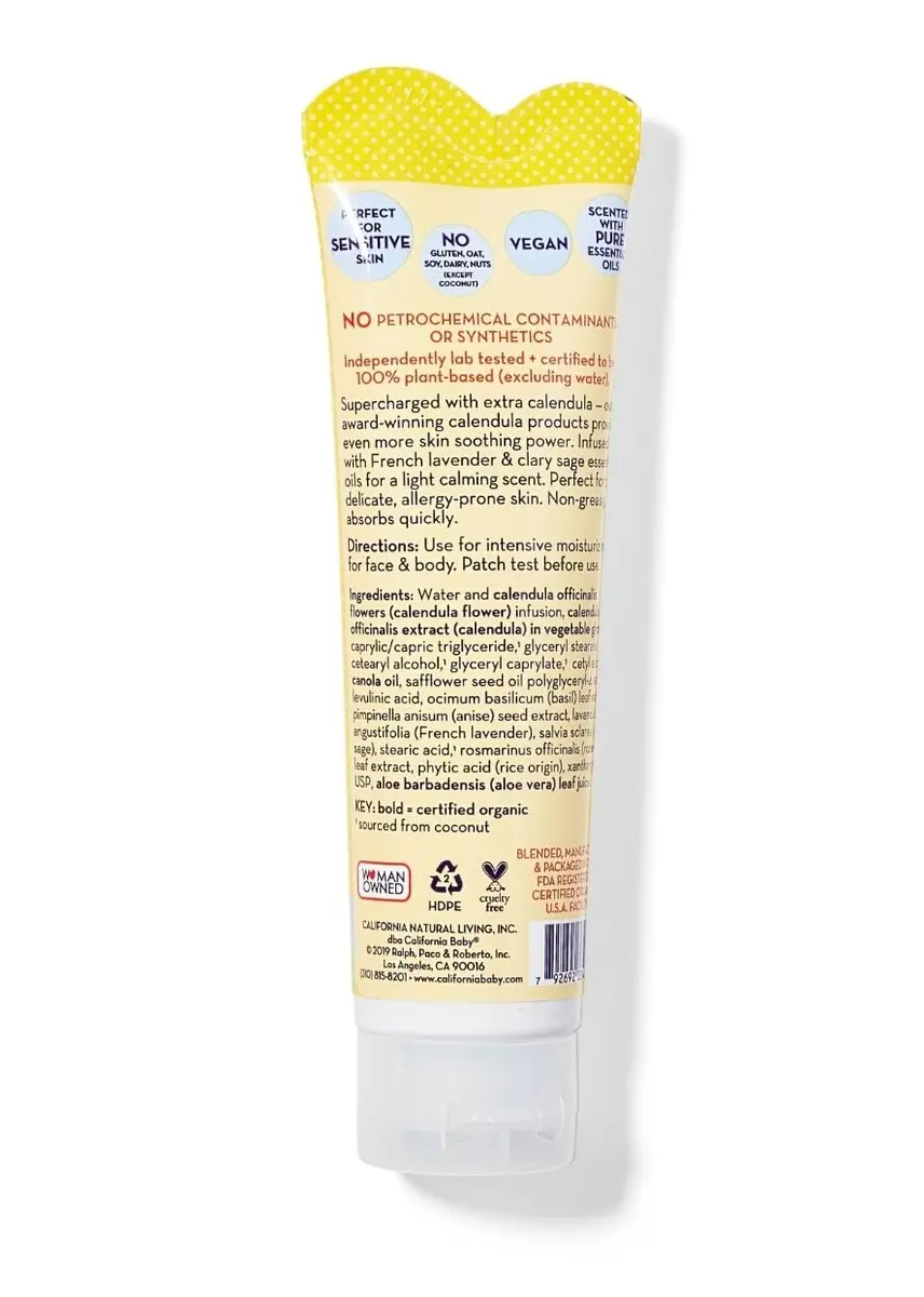 California Baby Calendula Cream | 100% Plant-Based Moisturizer | Lavender Baby Lotion | Face Moisturizer For Dry Skin | Hypoallergenic | 1.8 oz / 51g - view 2