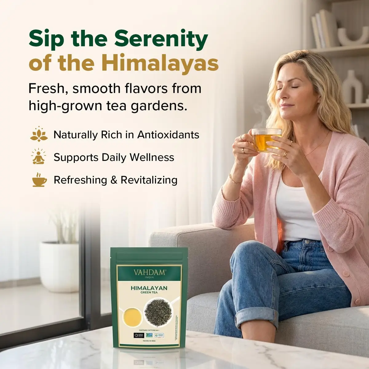 VAHDAM Himalayan Green Tea Loose Leaf 3.53oz | Organic & Natural, Medium Caffeine, Pure from India - view 5