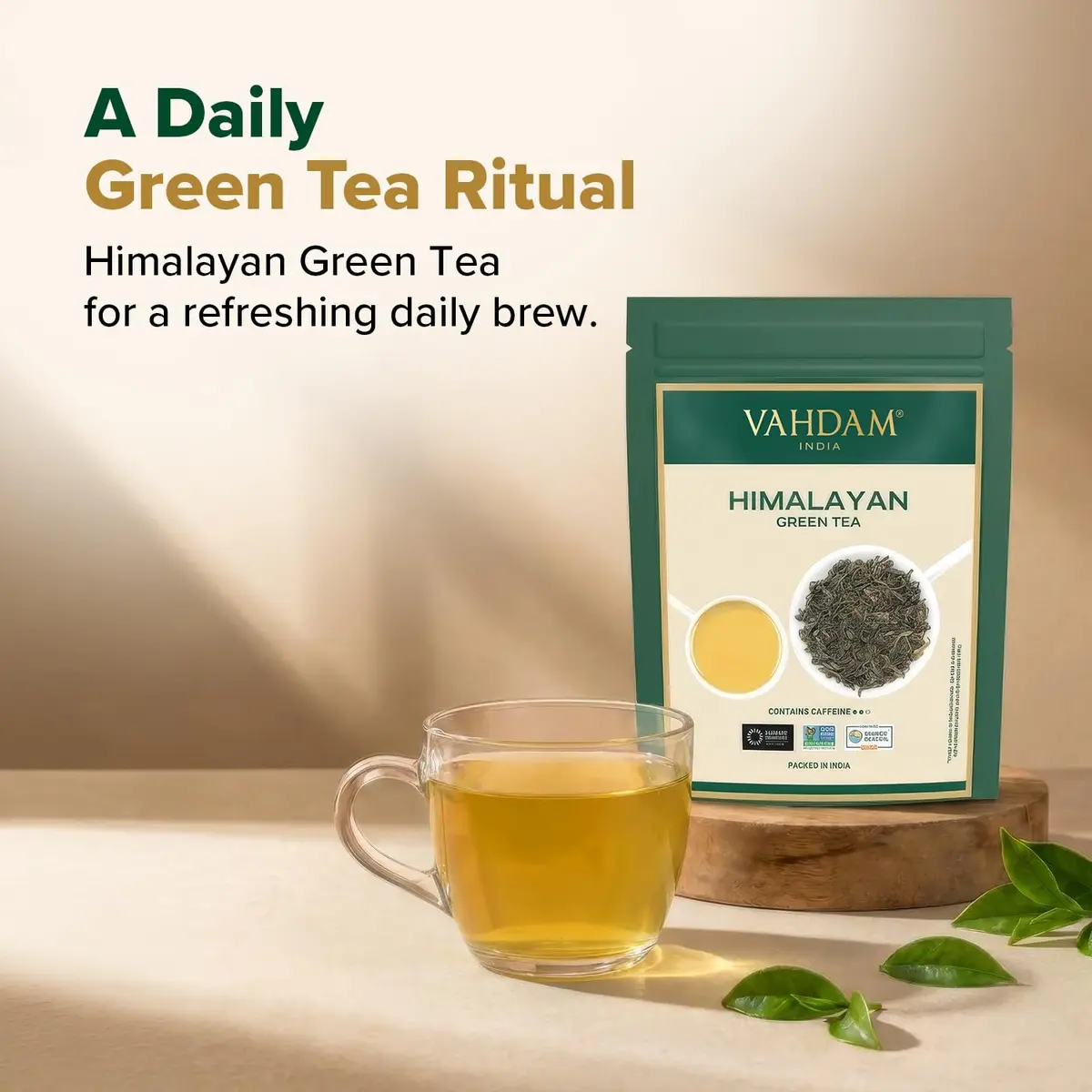 VAHDAM Himalayan Green Tea Loose Leaf 3.53oz | Organic & Natural, Medium Caffeine, Pure from India - view 3
