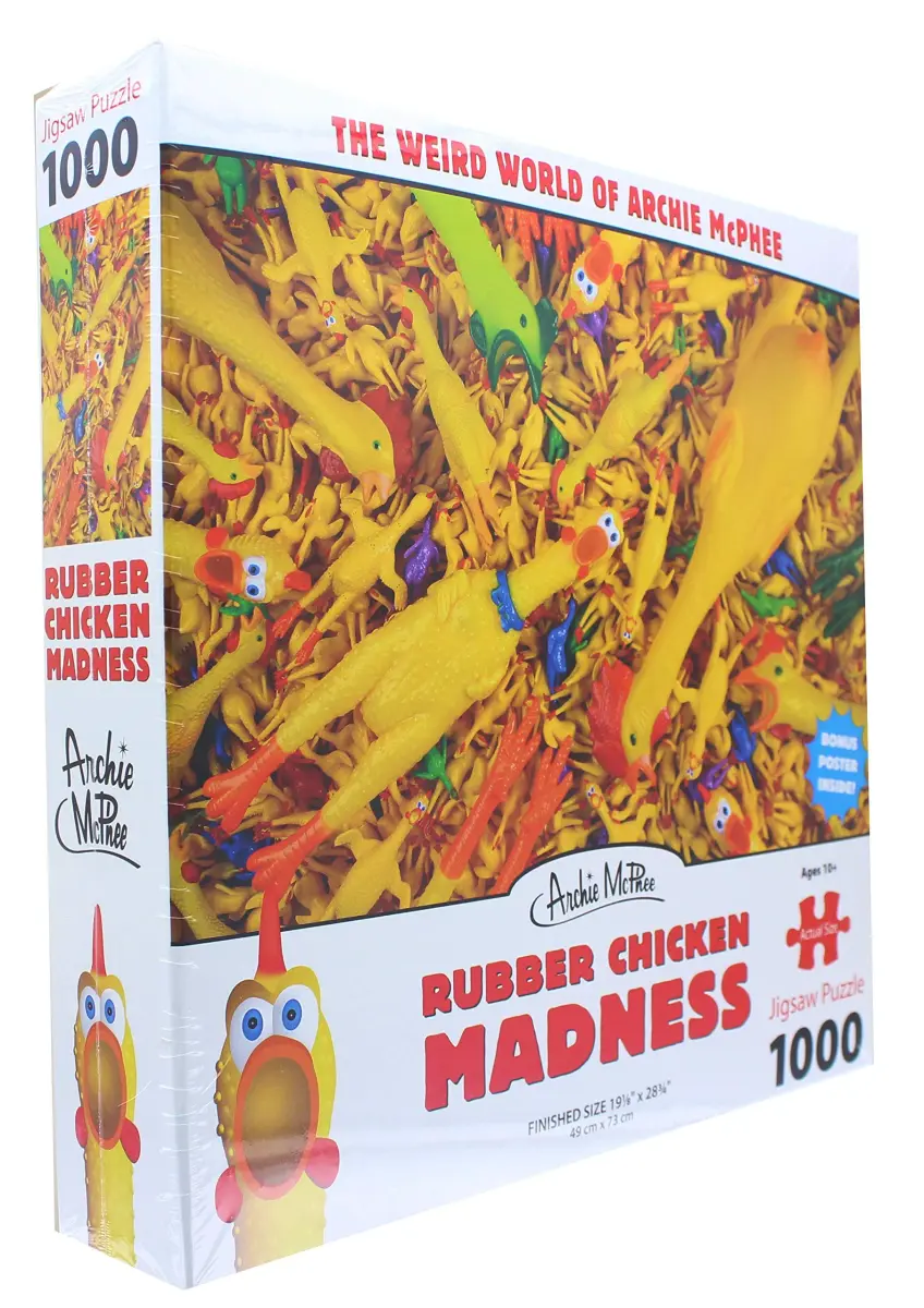 Accoutrements Rubber Chicken Madness Jigsaw Puzzle 1000 Pieces | Challenging Textures for Ages 10+ - view 2