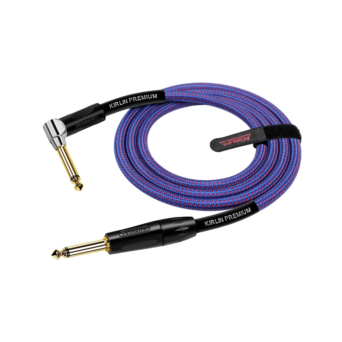 Kirlin Instrument Cable 20 ft Royal Blue Tweed Woven | Heavy Duty 1/4'' Connectors - view 2