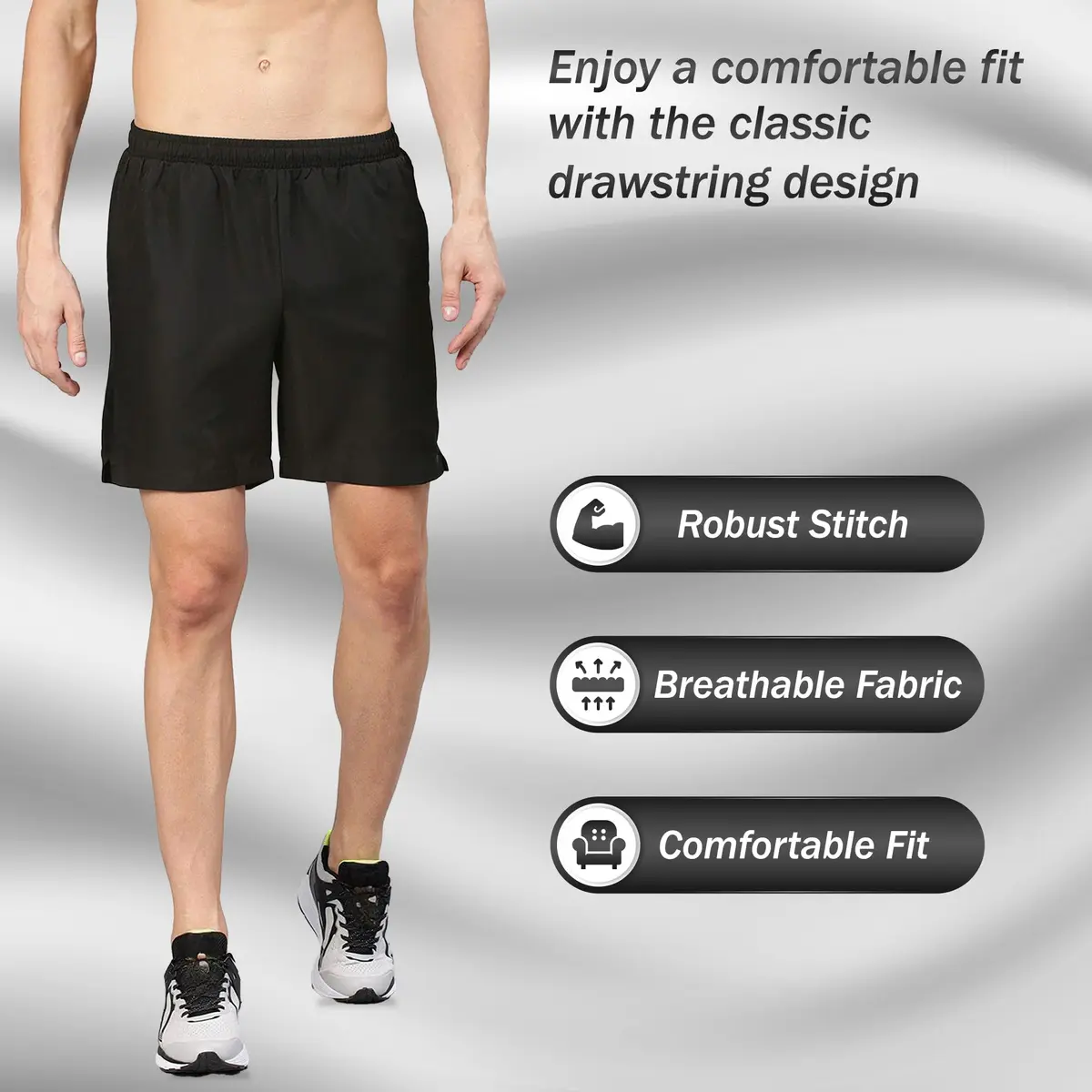 Vizari Napa Soccer Shorts, Black, Adult X-Large | Moisture Control, Snug Fit, 6-inch Inseam - view 2