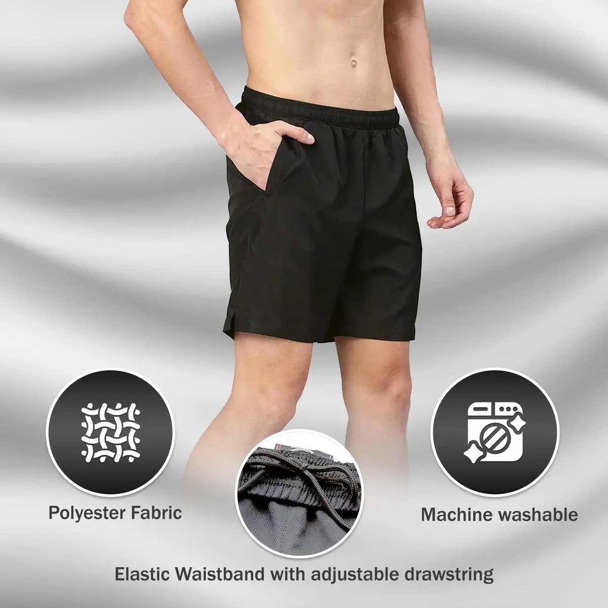 Vizari Napa Soccer Shorts, Black, Adult X-Large | Moisture Control, Snug Fit, 6-inch Inseam - view 3