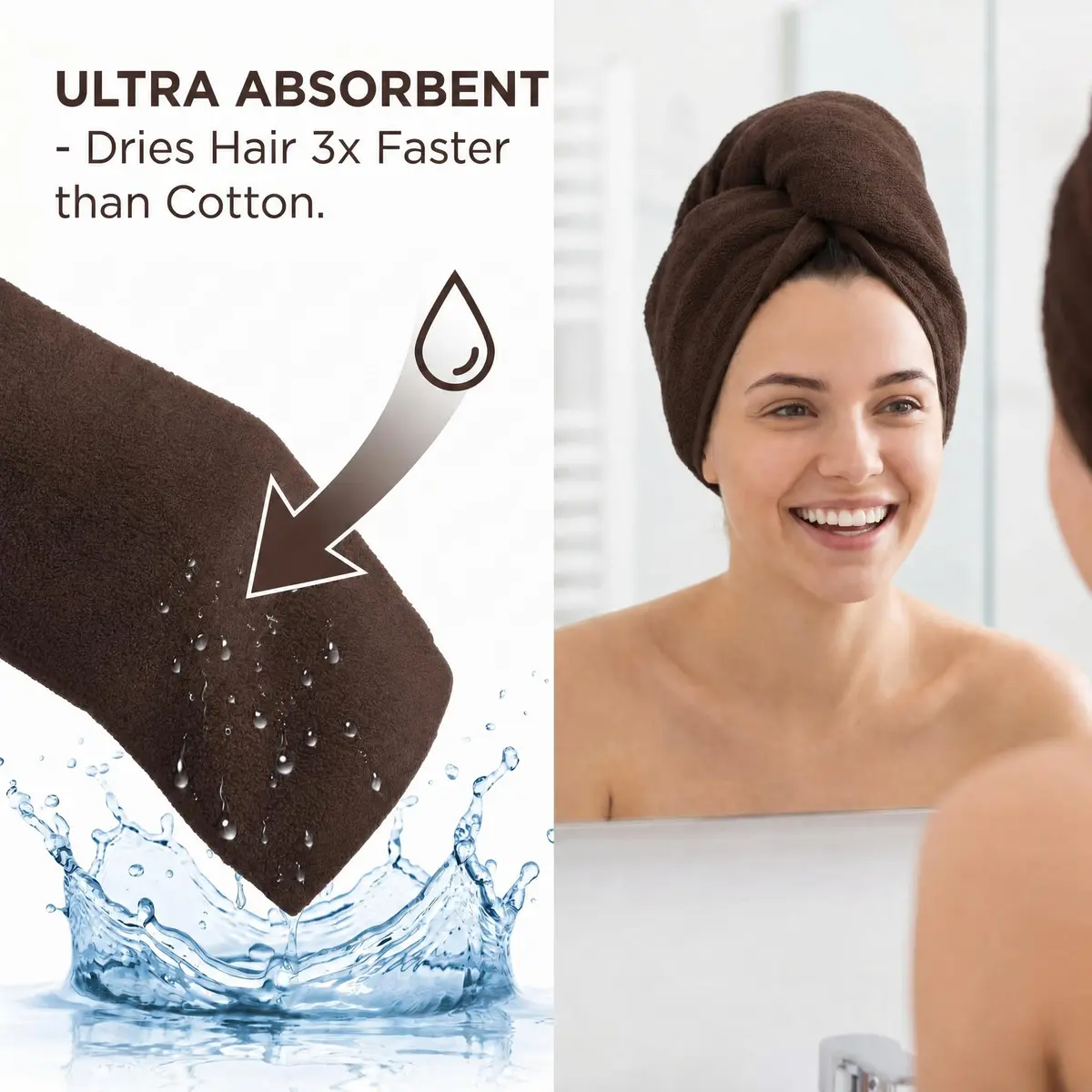 HUINI Microfiber Salon Towels, Brown, 12 Pack, 14 x 30 in | Ultra-Soft & Absorbent Hair Drying Towels - view 5
