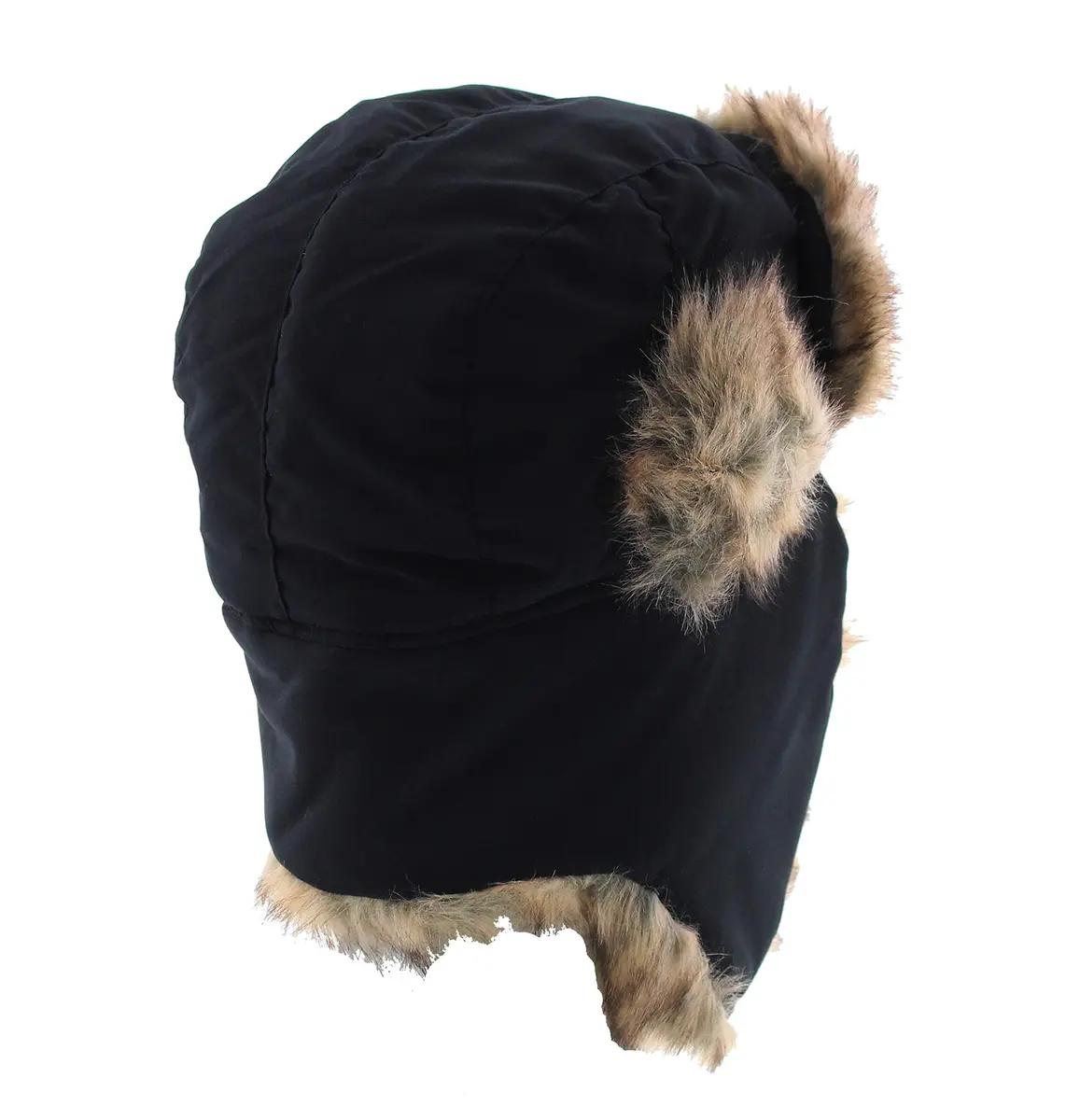 Milani Trapper Style Hunting Aviator Winter Hat with Faux Fur & Chin Strap | Adjustable One Size Black - view 2