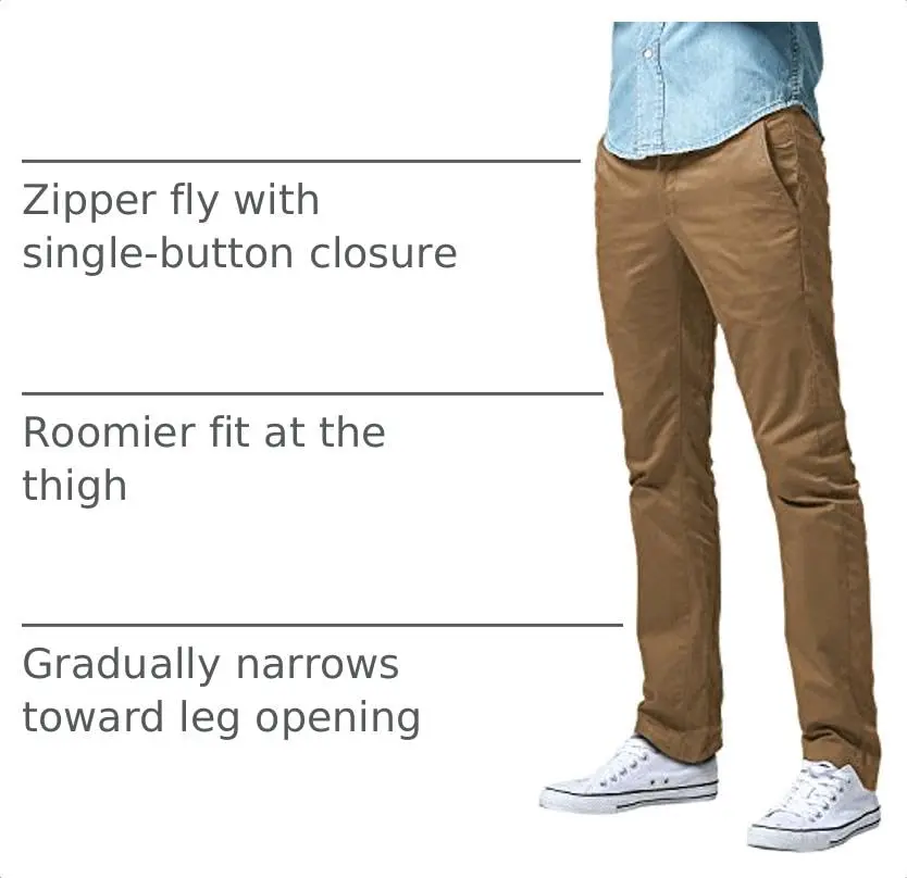 Match Men's Tapered Flat Front Casual Chino Pants (38, Khaki) | Breathable 100% Cotton for Daily Comfort - view 3