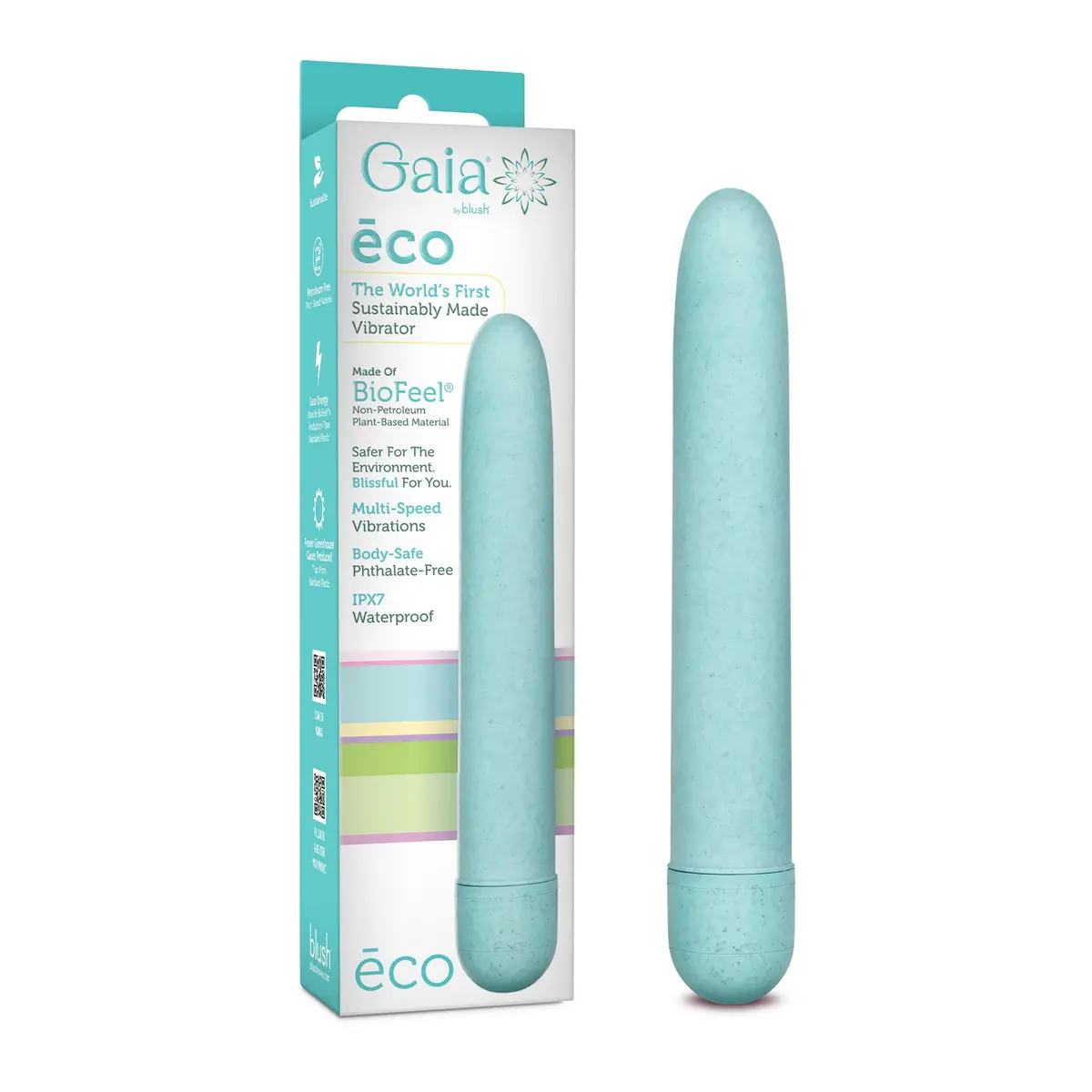 Blush Gaia® Eco 7" Slim Quiet Vibrator | Sustainable Pleasure - main product image