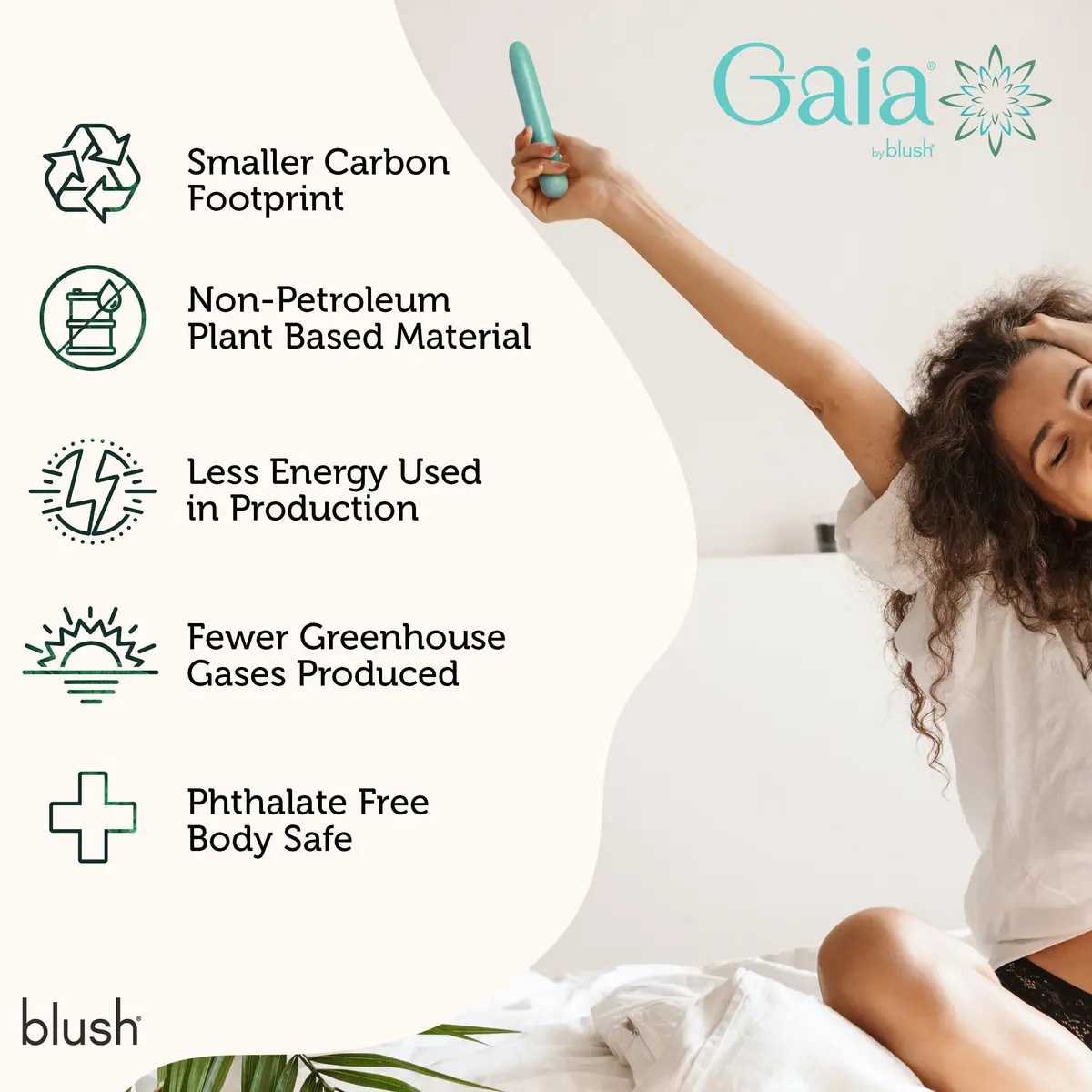 Blush Gaia® Eco 7" Slim Quiet Vibrator | Sustainable Pleasure - view 5