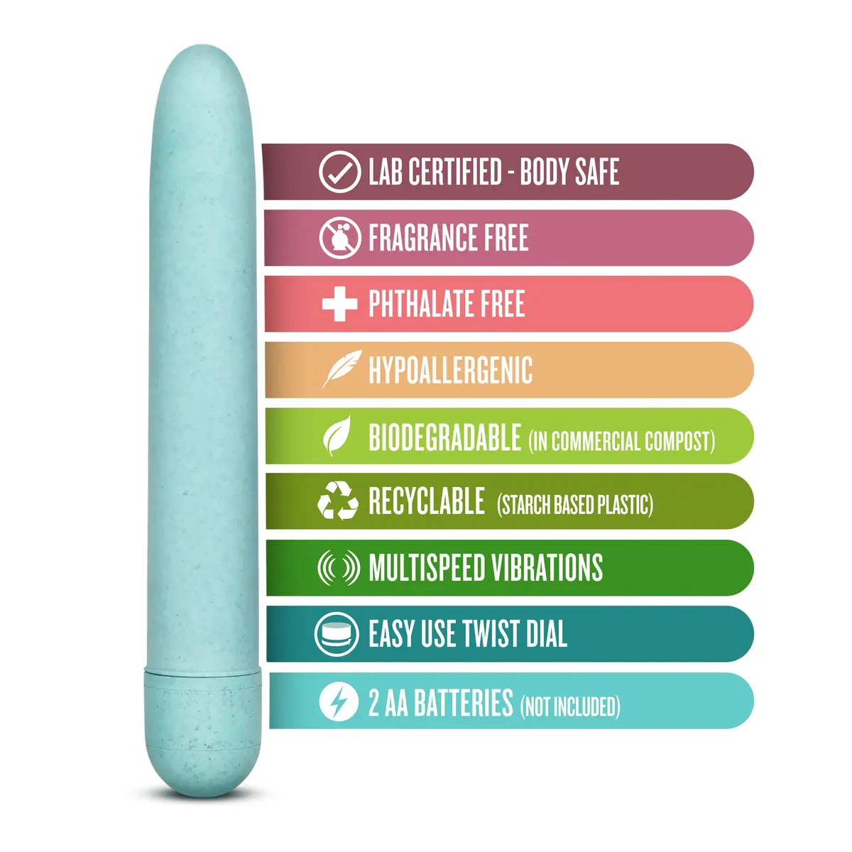 Blush Gaia® Eco 7" Slim Quiet Vibrator | Sustainable Pleasure - view 2