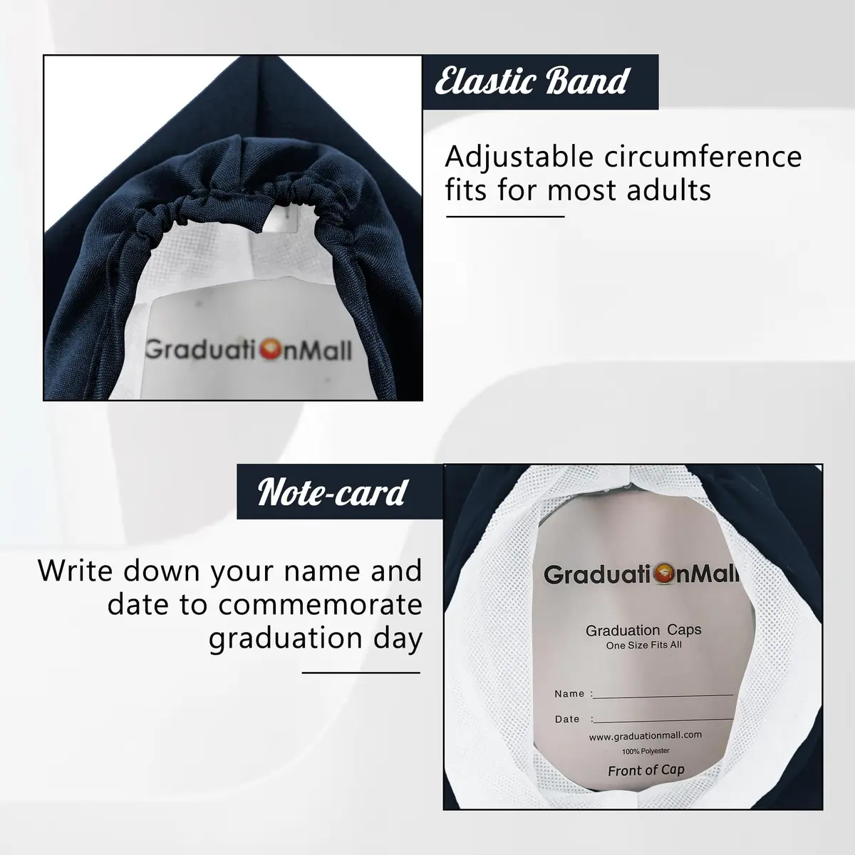 GraduationMall Unisex Adult Matte Graduation Cap with 2026 Tassel Navy Blue | Adjustable Elastic Fit - view 5