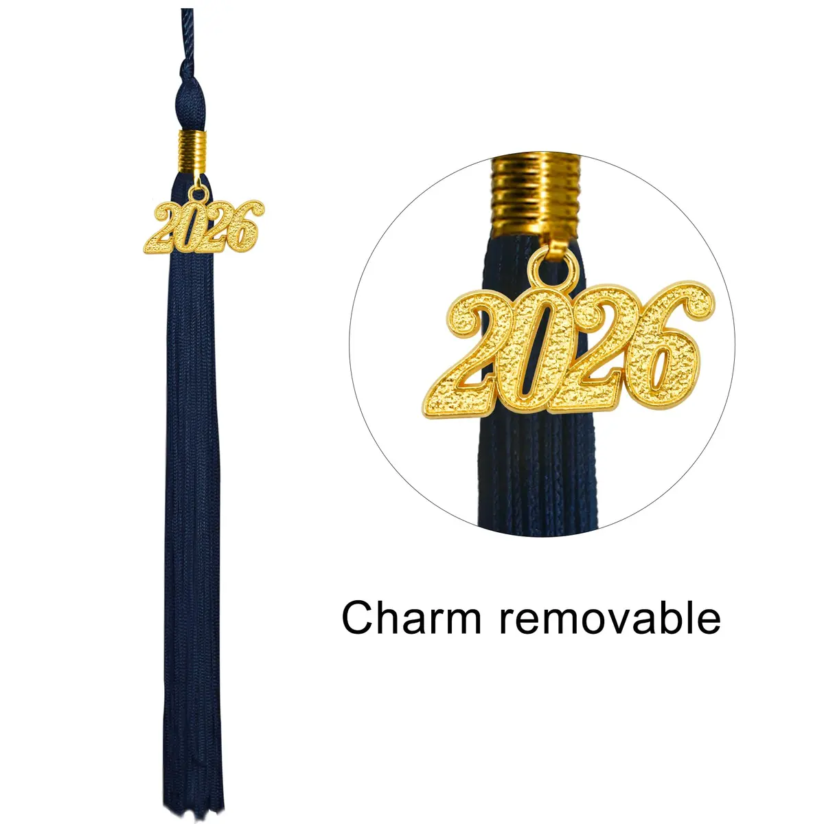 GraduationMall Unisex Adult Matte Graduation Cap with 2026 Tassel Navy Blue | Adjustable Elastic Fit - view 3