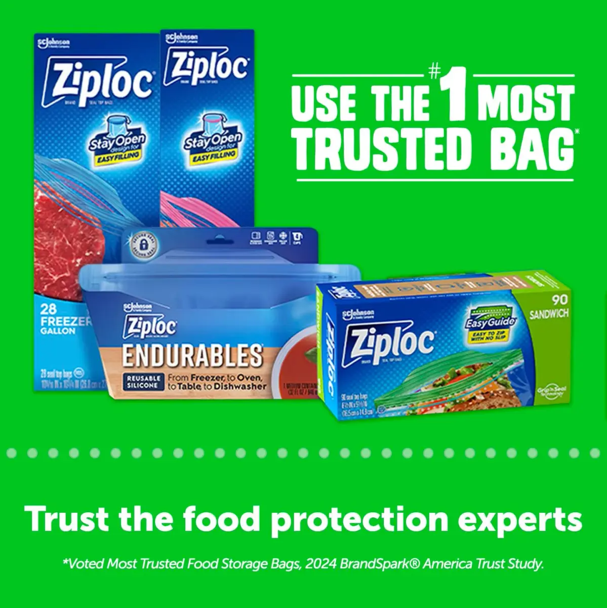 Ziploc Sandwich and Snack Bags with EasyGuide Texture, 40 Count (Pack of 1) | Grip 'n Seal Technology - view 4