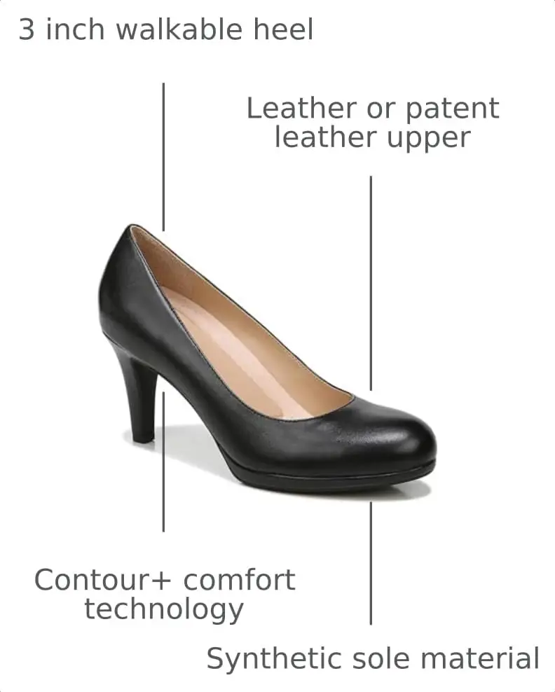 Naturalizer Women's Michelle Pump Black Leather 10 M | Classic all-day heel with contour+ comfort - view 3