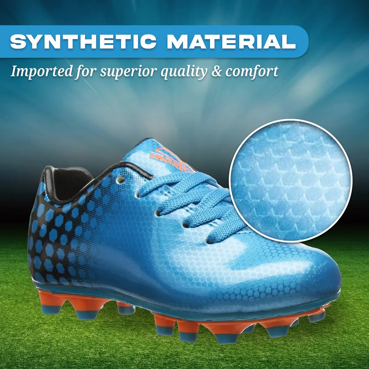 Vizari Youth Soccer Cleats for Boys Girls | Firm Ground Athletic Outdoor Football Shoes for Toddlers, Little/Big Kid - Blue/Black - view 2
