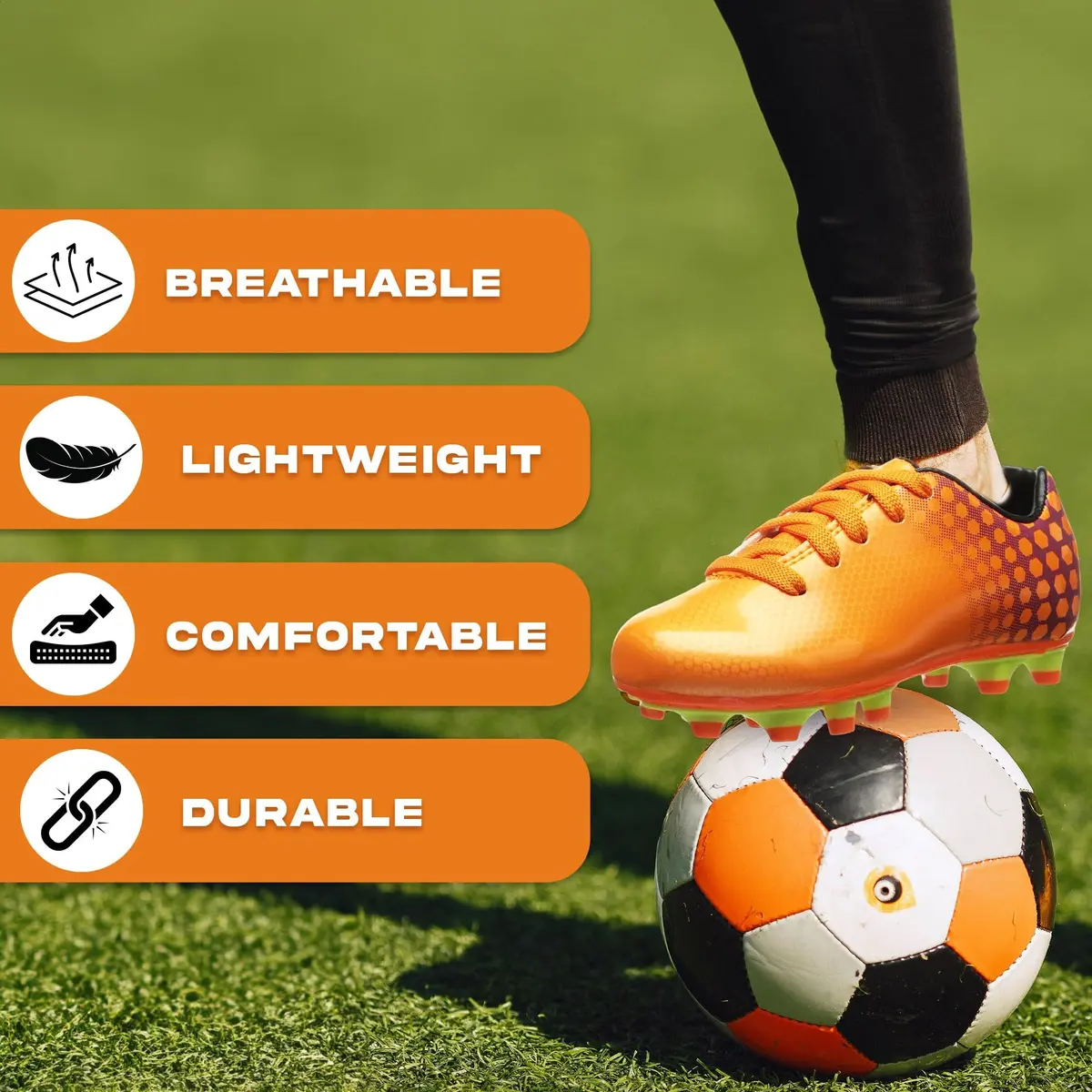 Vizari Youth Soccer Cleats for Boys Girls | Firm Ground Athletic Outdoor Football Shoes for Toddlers, Little/Big Kid - Blue/Black - view 6