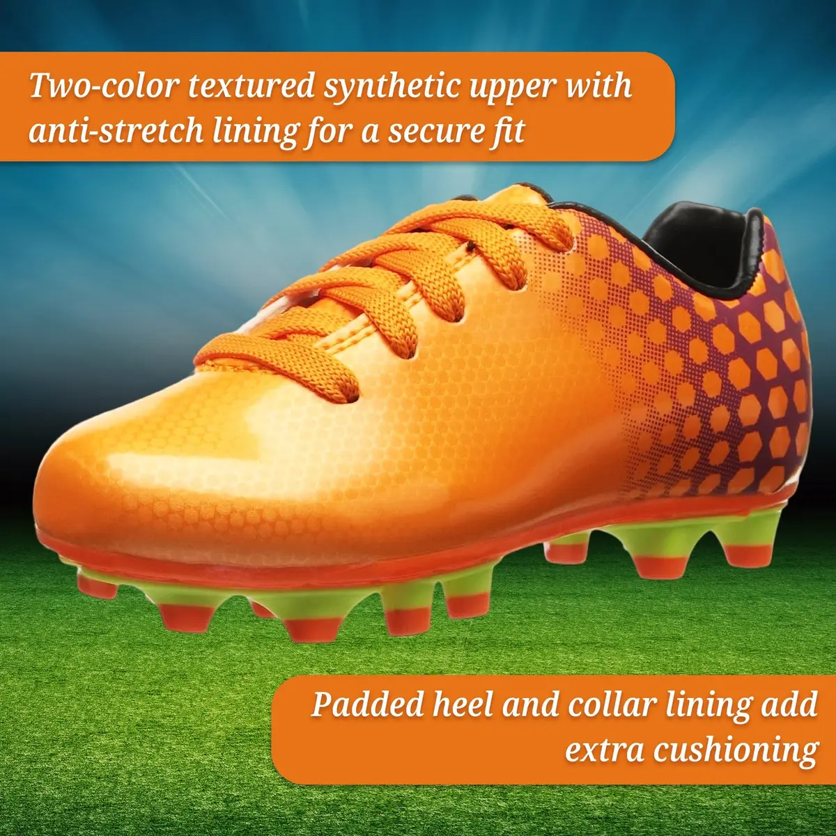 Vizari Youth Soccer Cleats for Boys Girls | Firm Ground Athletic Outdoor Football Shoes for Toddlers, Little/Big Kid - Blue/Black - view 3