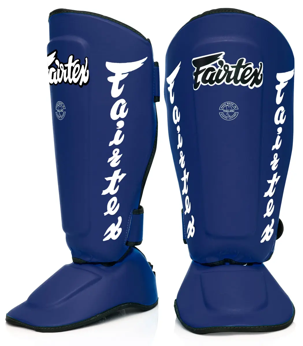 Fairtex SP7 Lightweight Shin Guards | Detachable Syntek Leather, Unisex, Large, Blue - main product image