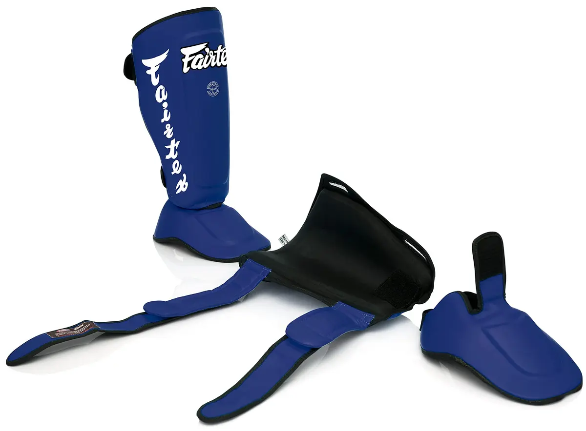 Fairtex SP7 Lightweight Shin Guards | Detachable Syntek Leather, Unisex, Large, Blue - view 5