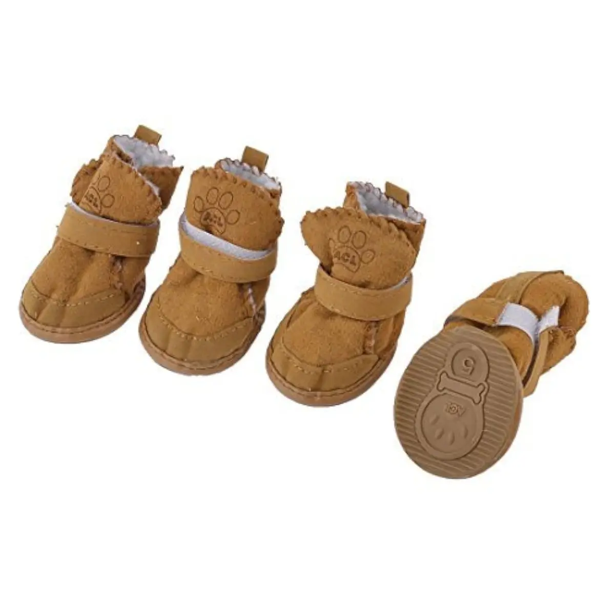 URBEST Dog Shoes with Hook Loop Closure 5# Brown | Non-Slip Plush Rubber Pet Booties - main product image