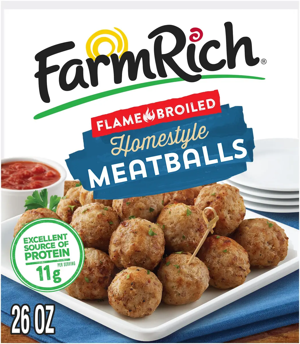 Farm Rich Homestyle Meatballs 26 oz | Fully Cooked Frozen Beef & Pork Appetizer - main product image