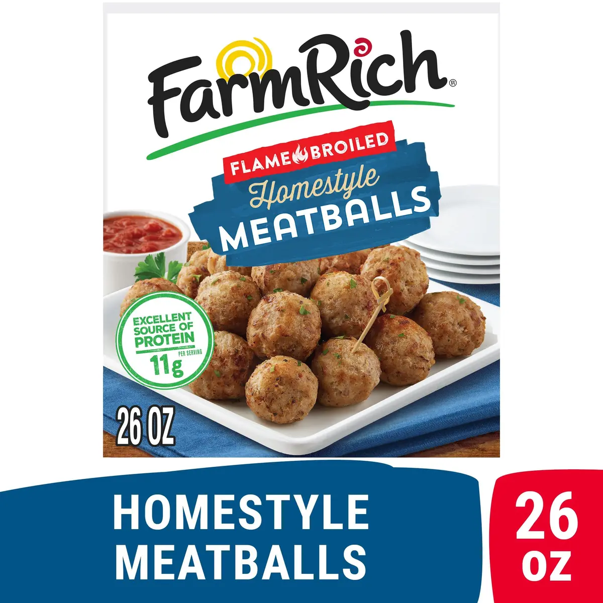 Farm Rich Homestyle Meatballs 26 oz | Fully Cooked Frozen Beef & Pork Appetizer - view 2