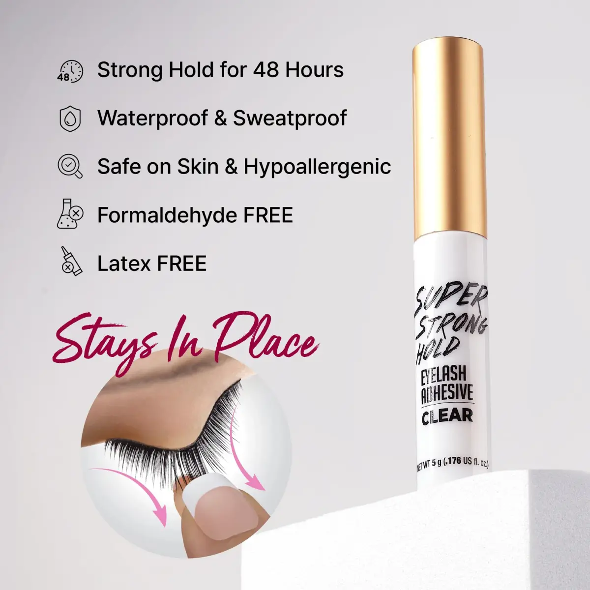 iENVY Super Strong Hold Eyelash Adhesive Clear | Waterproof, Latex-Free, Brush Applicator - view 2