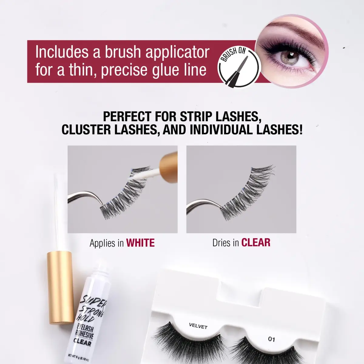 iENVY Super Strong Hold Eyelash Adhesive Clear | Waterproof, Latex-Free, Brush Applicator - view 3