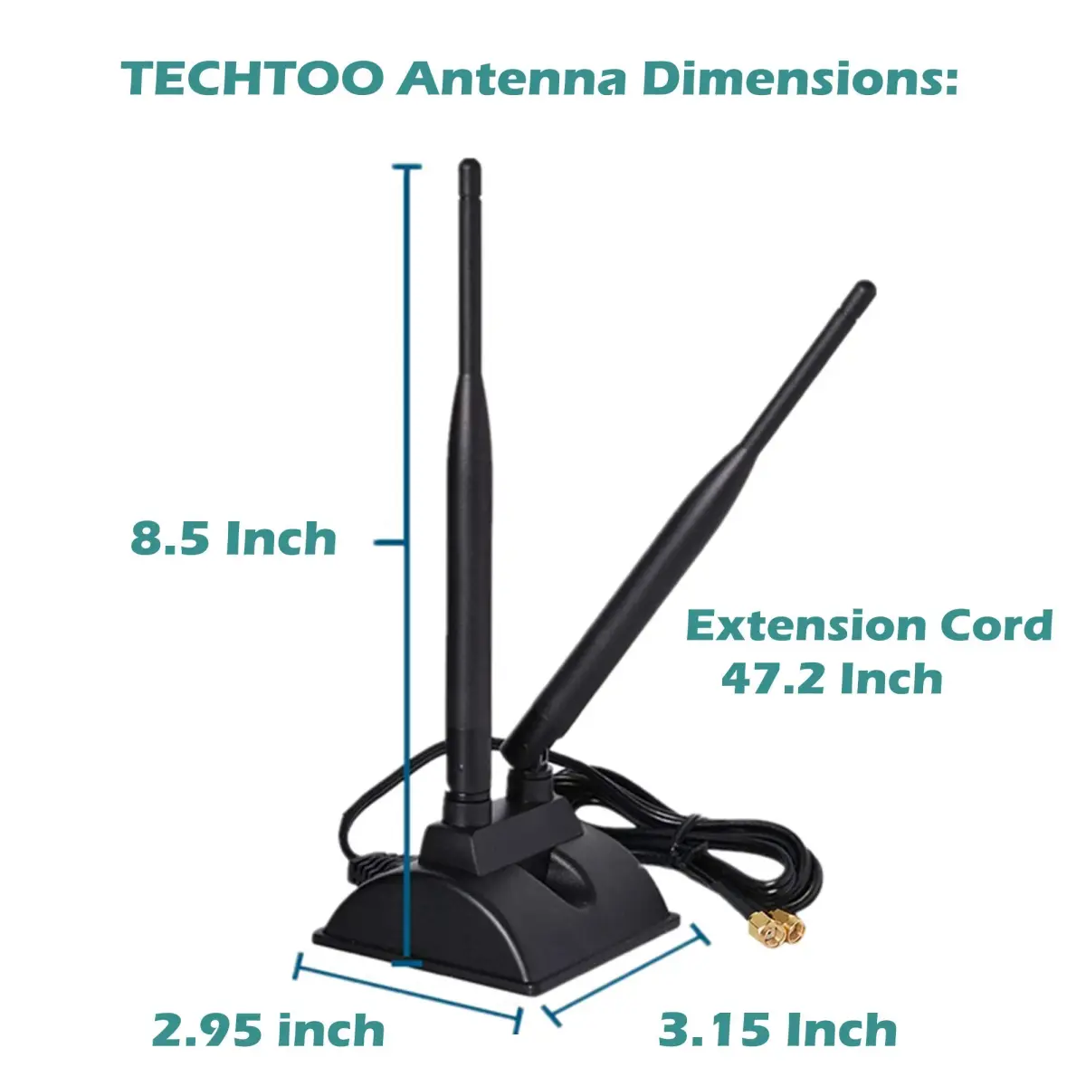 TECHTOO Dual Band WiFi Antenna 6dBi (2.4/5.8GHz) with RP-SMA Connector & Magnetic Base | Extends Wireless Range to Dead Spots - view 6