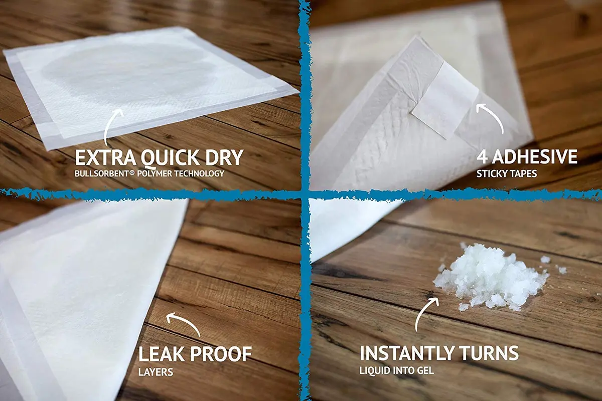 Bulldogology Puppy Training Pads - 100-Count Large Leak-Proof Pee Pads with 6 Layers & Quick Dry Polymer (24x24 inches) - view 4
