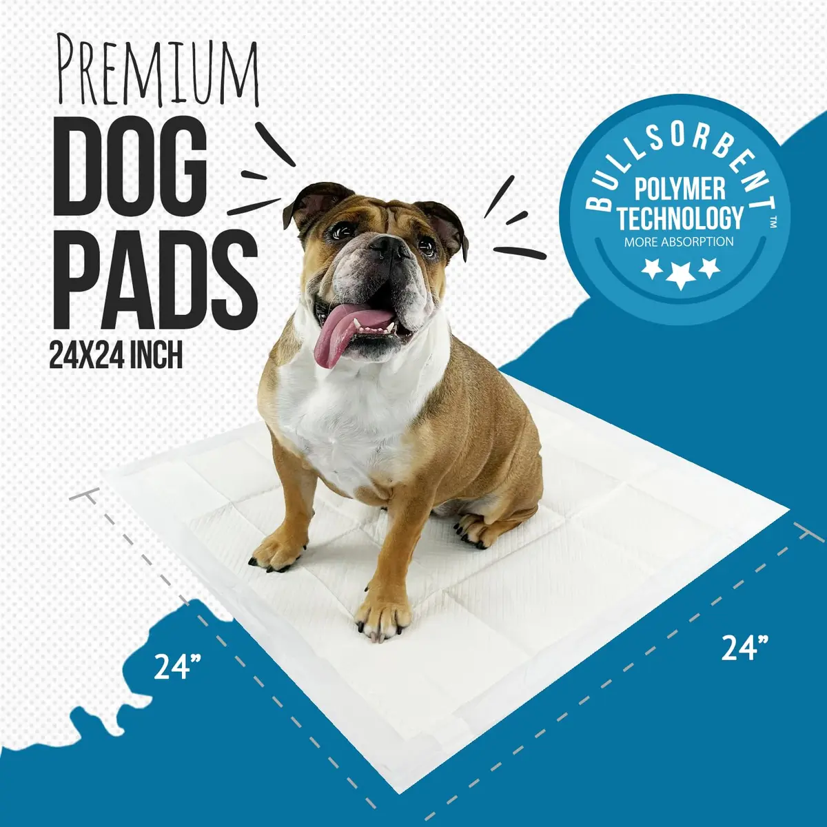 Bulldogology Puppy Training Pads - 100-Count Large Leak-Proof Pee Pads with 6 Layers & Quick Dry Polymer (24x24 inches) - view 2
