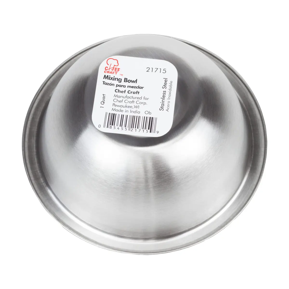 Chef Craft Brushed Mixing Bowl Set, 5 Piece Stainless Steel Kitchenware (1 qt - 8 qt) | Durable & Rust-Resistant - view 2