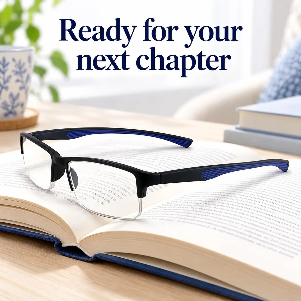 Calabria 6904 Flexie Rectangular Bendable Reading Glasses Men Women – TR90 Grilamid Flexible Frame | Single Power Lenses | Soft Case Included | Flex Readers | Magnification 1.50x & Blue - view 5