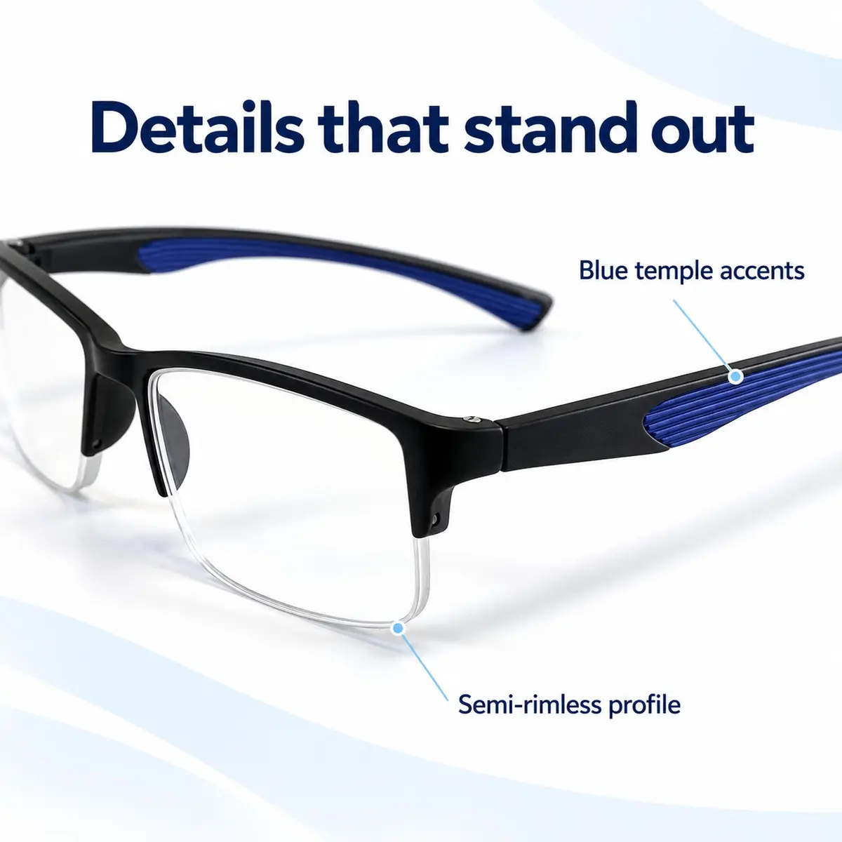 Calabria 6904 Flexie Rectangular Bendable Reading Glasses Men Women – TR90 Grilamid Flexible Frame | Single Power Lenses | Soft Case Included | Flex Readers | Magnification 1.50x & Blue - view 3