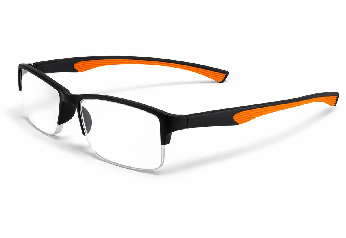 Calabria 6904 Flexie Rectangular Bendable Reading Glasses Men Women – TR90 Grilamid Flexible Frame | Single Power Lenses | Soft Case Included | Flex Readers | Magnification 1.00x & Orange - main product image