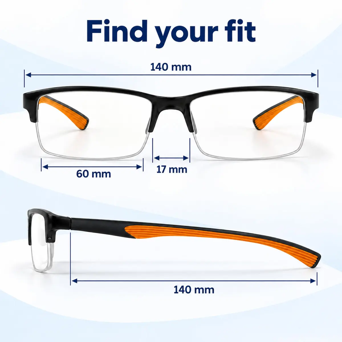 Calabria 6904 Flexie Rectangular Bendable Reading Glasses Men Women – TR90 Grilamid Flexible Frame | Single Power Lenses | Soft Case Included | Flex Readers | Magnification 1.00x & Orange - view 4