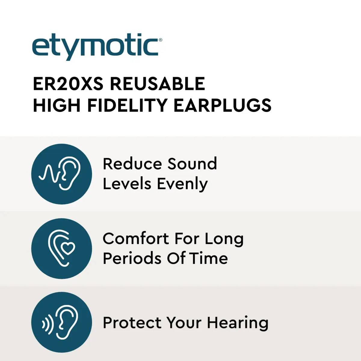 Etymotic ER20XS ETY Earplugs Standard Size Frost | High-Fidelity Hearing Protection 20 dB Reduction - view 2