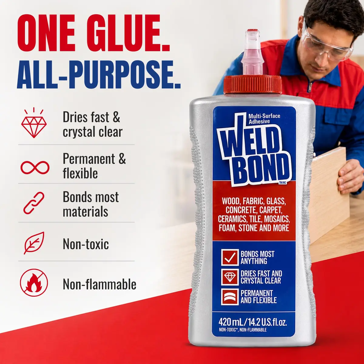 Weldbond Multi-Surface Glue 14.2oz | Non-Toxic, Crystal Clear Bond for Crafts & Repairs - view 2