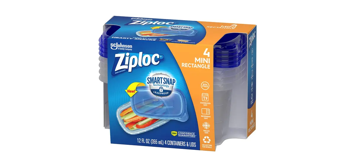 Ziploc Food Storage Container, Medium Rectangle, 1.5 Cups | Leakproof & Microwave Safe - main product image