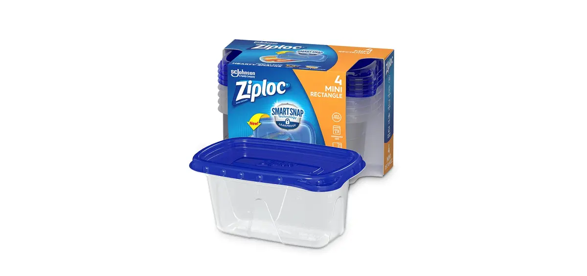 Ziploc Food Storage Container, Medium Rectangle, 1.5 Cups | Leakproof & Microwave Safe - view 2