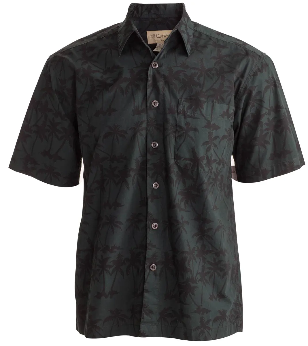 Johari West Men's Button-Down Short Sleeve Shirt | Hand Printed Batik, Natural Pre-Shrunk Cotton (Black, 2X-Large) - main product image