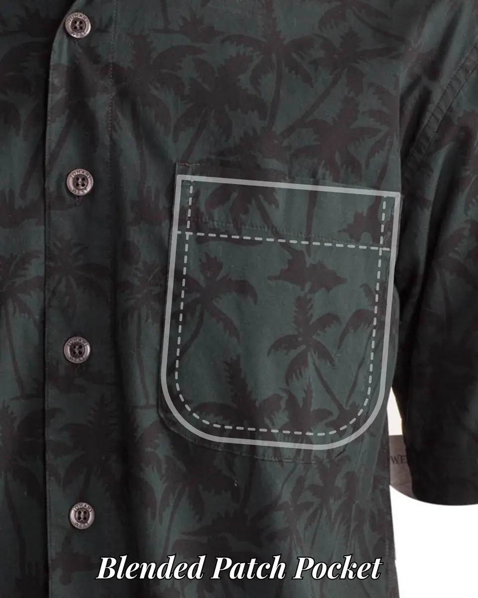 Johari West Men's Button-Down Short Sleeve Shirt | Hand Printed Batik, Natural Pre-Shrunk Cotton (Black, 2X-Large) - view 5