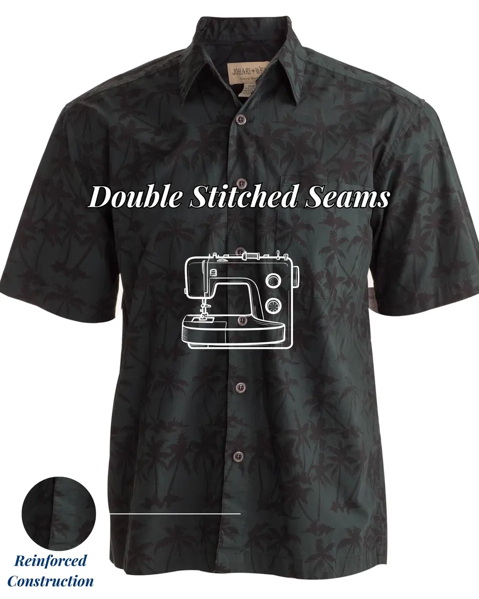 Johari West Men's Button-Down Short Sleeve Shirt | Hand Printed Batik, Natural Pre-Shrunk Cotton (Black, 2X-Large) - view 7