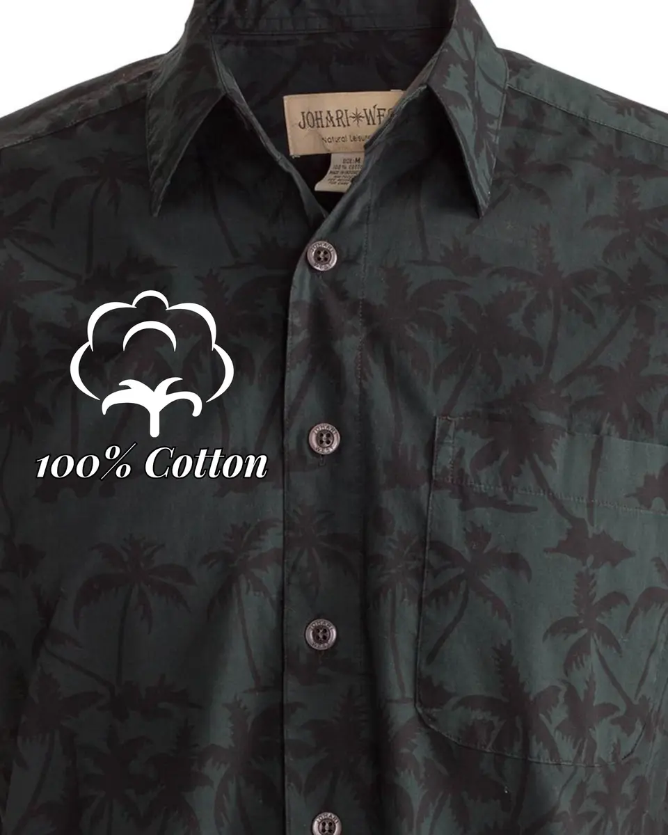 Johari West Men's Button-Down Short Sleeve Shirt | Hand Printed Batik, Natural Pre-Shrunk Cotton (Black, 2X-Large) - view 8