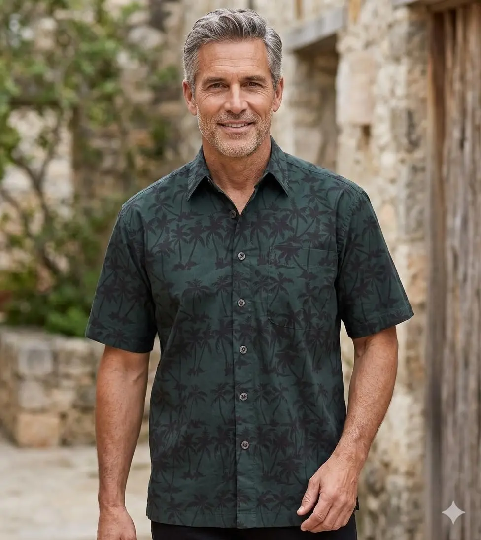 Johari West Men's Button-Down Short Sleeve Shirt | Hand Printed Batik, Natural Pre-Shrunk Cotton (Black, 2X-Large) - view 2