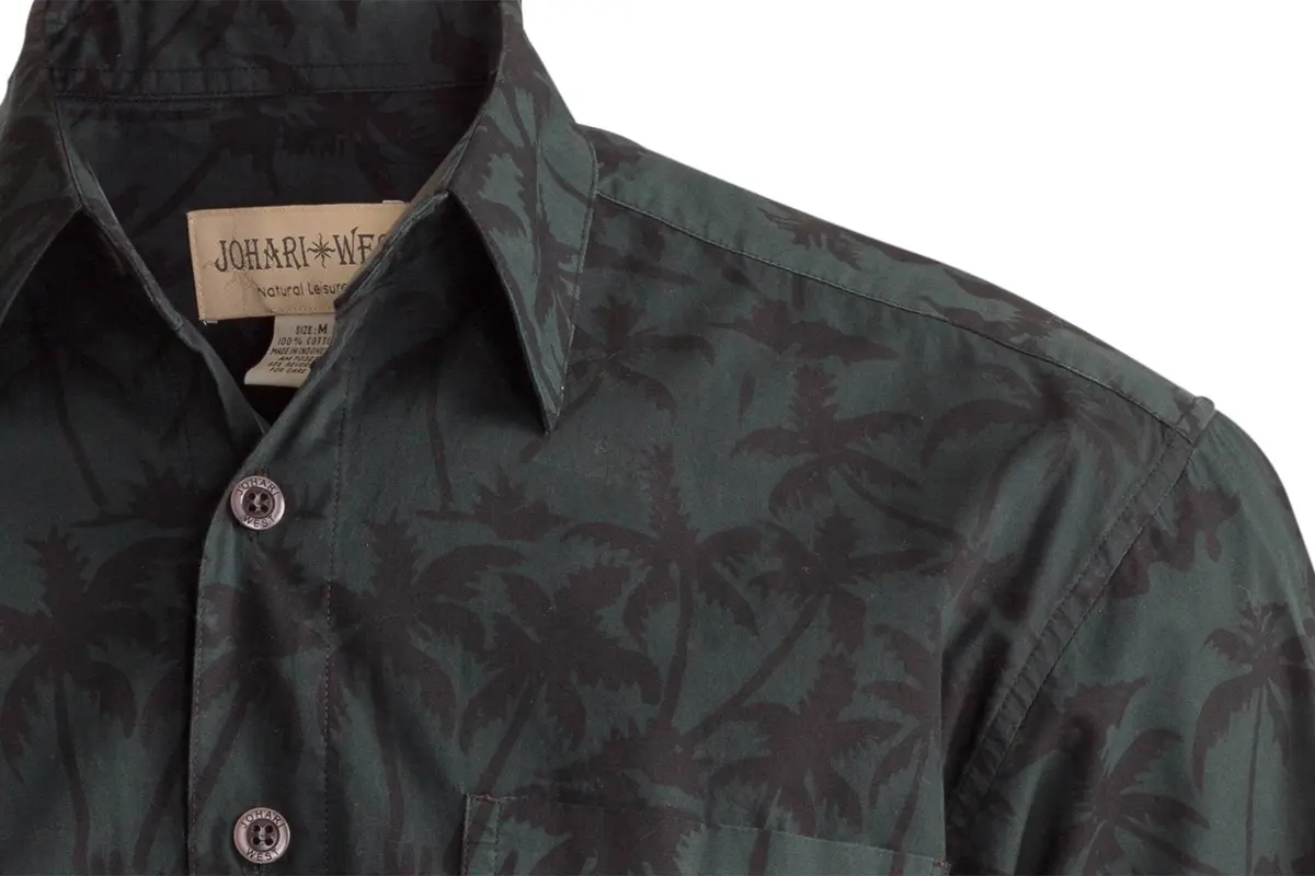 Johari West Men's Button-Down Short Sleeve Shirt | Hand Printed Batik, Natural Pre-Shrunk Cotton (Black, 2X-Large) - view 3