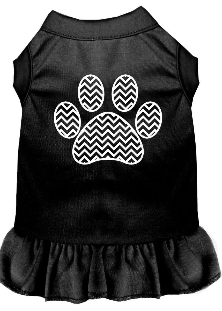 Mirage Pet Products 57-59 SMBKPK 10" Chevron Paw Screen Print Dress Black with Light Pink | Small - view 2