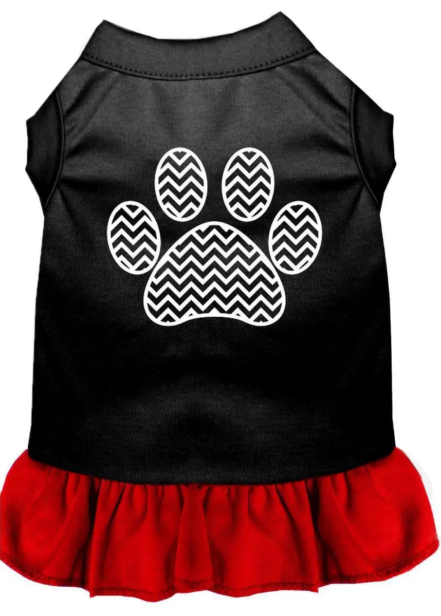 Mirage Pet Products 57-59 SMBKPK 10" Chevron Paw Screen Print Dress Black with Light Pink | Small - view 3