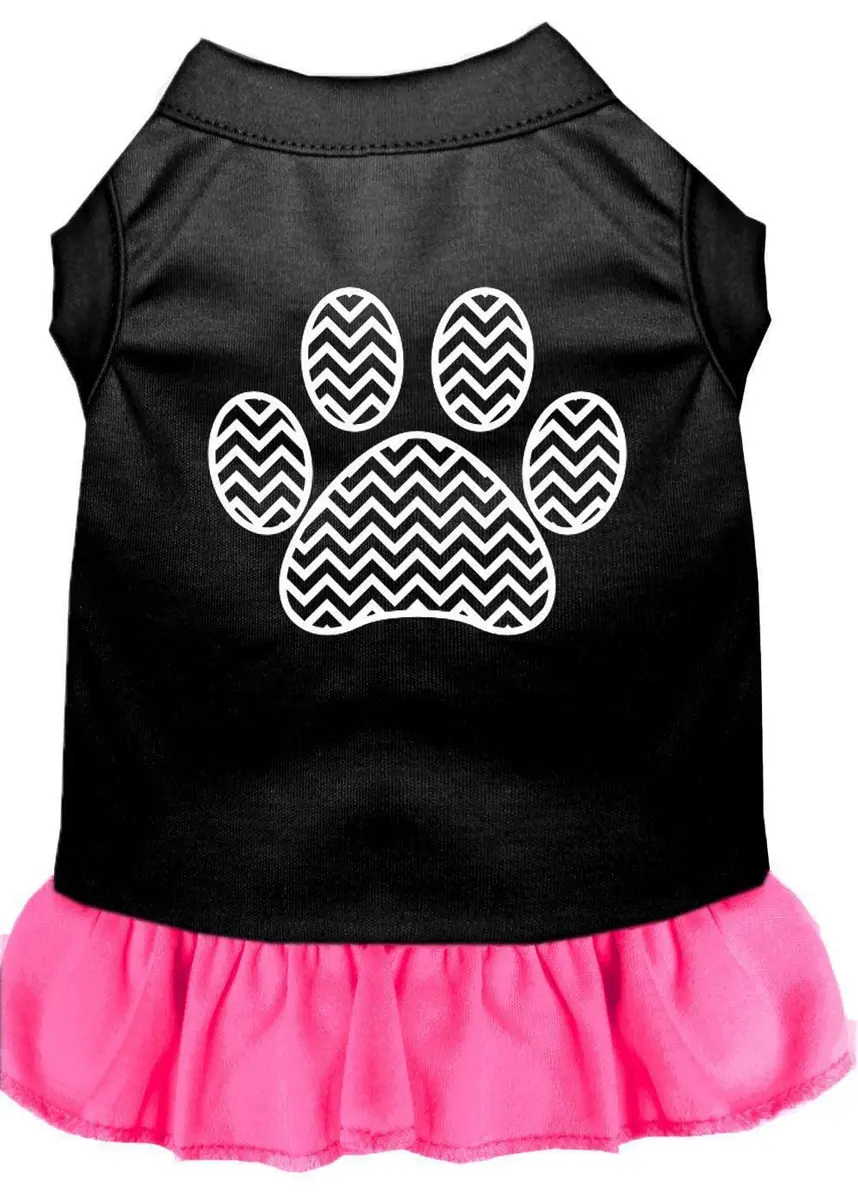 Mirage Pet Products 57-59 SMBKPK 10" Chevron Paw Screen Print Dress Black with Light Pink | Small - view 4